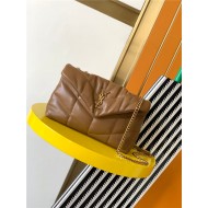 LOULOU PUFFER MINI BAG IN QUILTED LAMBSKIN Gold-Tone Caramel High