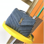 LOULOU SMALL BAG IN Y-QUILTED Denim Gold-Tone Blue High