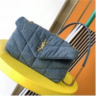 LOULOU PUFFER MINI BAG IN QUILTED Denim Gold-Tone Blue High