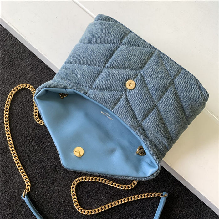 LOULOU PUFFER MINI BAG IN QUILTED Denim Gold-Tone Blue High