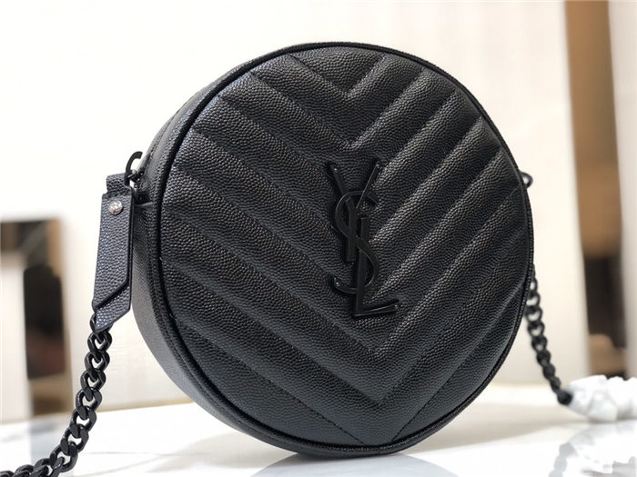 VINYLE ROUND CAMERA BAG IN CHEVRON-QUILTED GRAIN DE POUDRE EMBOSSED LEATHER High