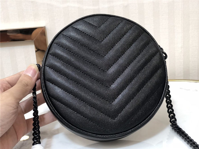 VINYLE ROUND CAMERA BAG IN CHEVRON-QUILTED GRAIN DE POUDRE EMBOSSED LEATHER High