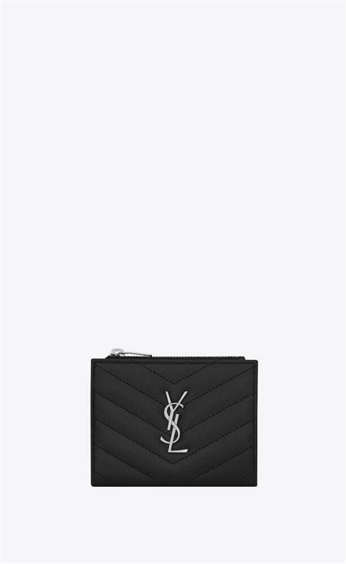 MONOGRAM ZIPPED CARD CASE IN GRAIN DE POUDRE EMBOSSED LEATHER High