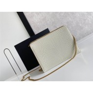 CASSANDRA MEDIUM CHAIN BAG IN CROCODILE-EMBOSSED SHINY LEATHER White High