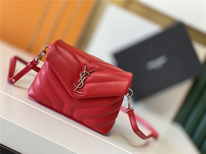 LOULOU TOY BAG IN MATELASSÉ "Y" LEATHER Red mid