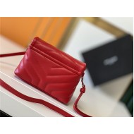 LOULOU TOY BAG IN MATELASSÉ "Y" LEATHER Red mid