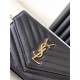 CASSANDRE SAINT LAURENT MATELASSÉ ENVELOPE CHAIN WALLET IN GRAIN DE POUDRE EMBOSSED LEATHER Mid