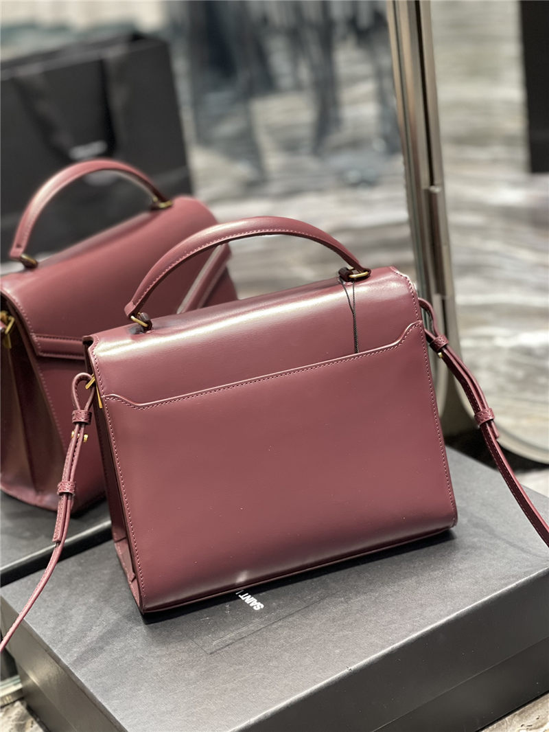 CASSANDRA MEDIUM TOP HANDLE BAG IN SMOOTH LEATHER Wine High