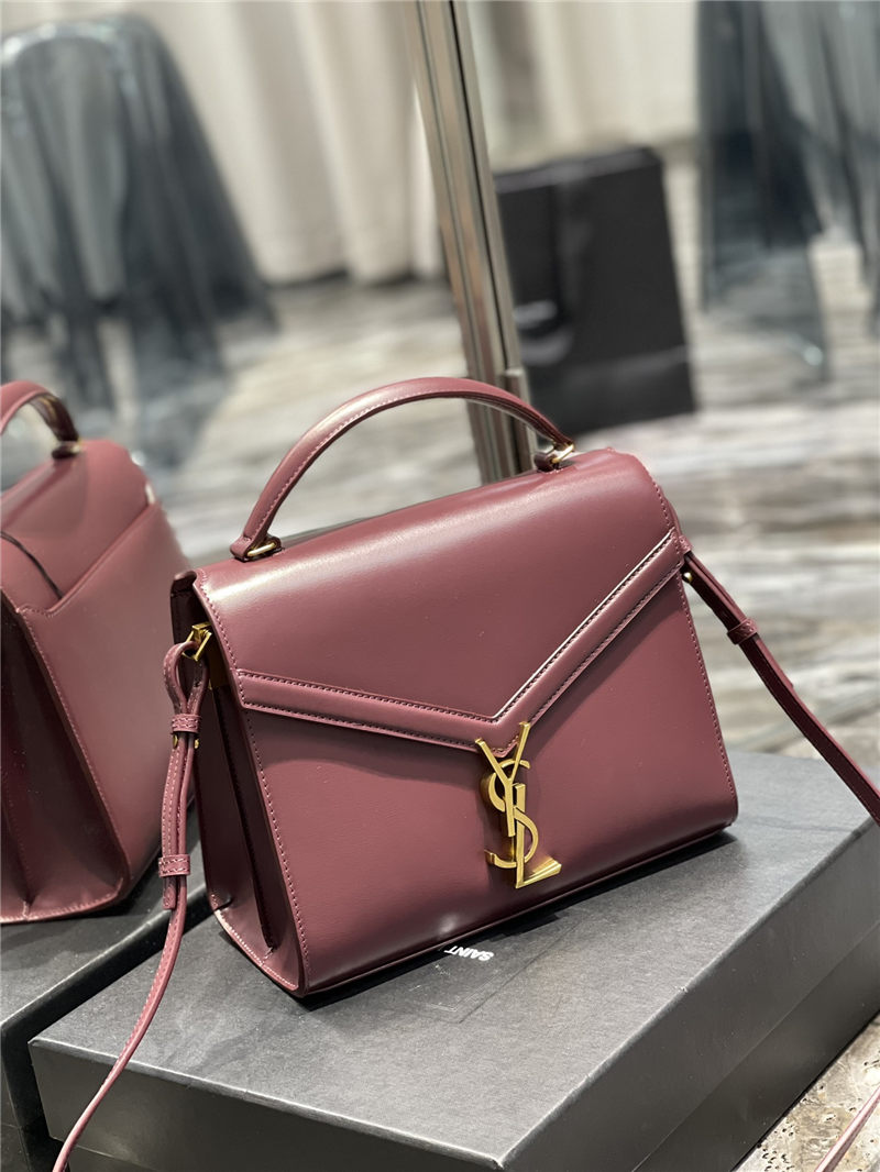 CASSANDRA MEDIUM TOP HANDLE BAG IN SMOOTH LEATHER Wine High