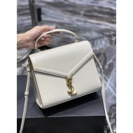 CASSANDRA MEDIUM TOP HANDLE BAG IN SMOOTH LEATHER White High