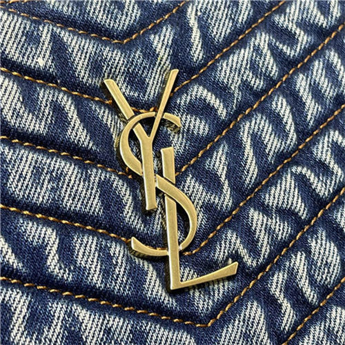 MONOGRAM TABLET POUCH IN MATELASSÉ DENIM GOLD-TONED METAL High