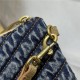 MONOGRAM A5 POUCH IN MATELASSÉ DENIM GOLD-TONED METAL High