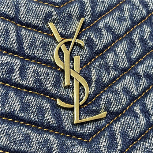 MONOGRAM A5 POUCH IN MATELASSÉ DENIM GOLD-TONED METAL High