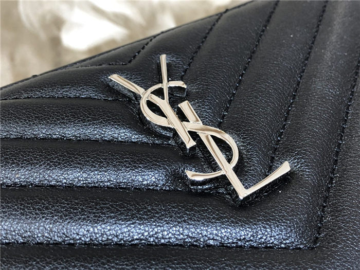 MONOGRAM A5 POUCH IN MATELASSÉ LEATHER SILVER-TONED METAL High