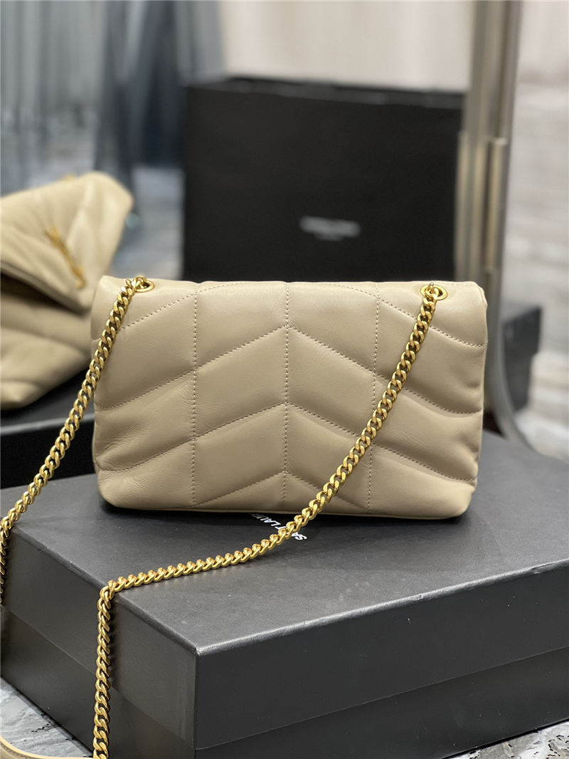 LOULOU PUFFER MINI BAG IN QUILTED LAMBSKIN Gold-Tone Beige High