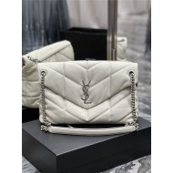 LOULOU PUFFER MEDIUM BAG IN QUILTED LAMBSKIN Silver-Tone White High