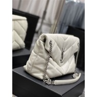 LOULOU PUFFER MEDIUM BAG IN QUILTED LAMBSKIN Silver-Tone White High