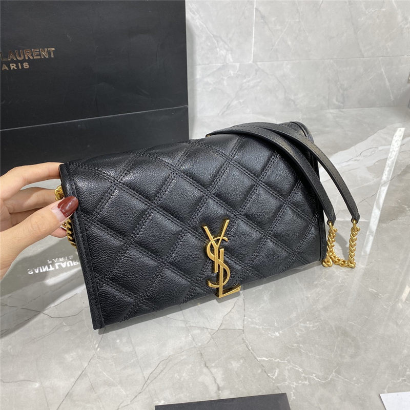 BECKY CHAIN WALLET IN QUILTED LAMBSKIN Black High