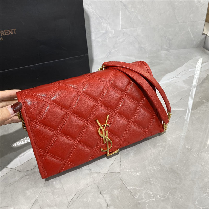 BECKY CHAIN WALLET IN QUILTED LAMBSKIN Red High